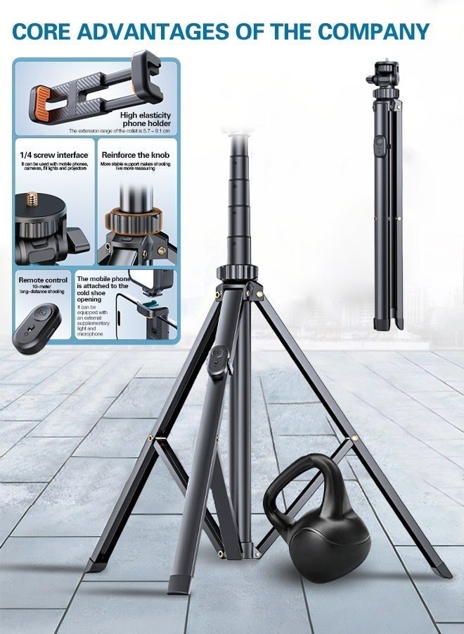 0TO1 TECH Selfie Stick Tripod, Wireless Remote Control, Integrated Foldable Mobile Phone Tripod, 360° Rotatable Mobile Phone Stand, Suitable for All Mobile Phones (180CM) - Image 2